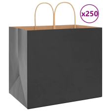 vidaXL 250 db fekete kraft papírzacskók fogantyúkkal 32x22x28 cm ajándéktasak