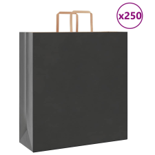 vidaXL 250 db fekete kraft papírzacskók fogantyúkkal 45x17x48 cm ajándéktasak