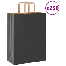 vidaXL 250 db fekete papírzacskók fogantyúkkal 26x12x35 cm ajándéktasak