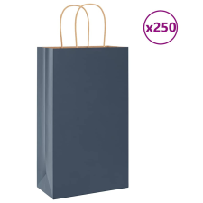 vidaXL 250 db kék kraft papírzacskók fogantyúkkal 21x11x36 cm ajándéktasak