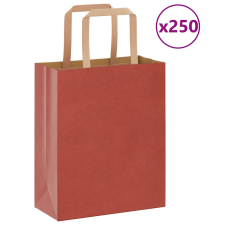 vidaXL 250 db piros kraft papírzacskók fogantyúkkal 18x8x22 cm ajándéktasak