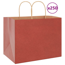 vidaXL 250 db piros kraft papírzacskók fogantyúkkal 32x22x24 cm ajándéktasak