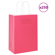 vidaXL 250 db rózsaszín kraft papírzacskók fogantyúkkal 15x8x21 cm ajándéktasak