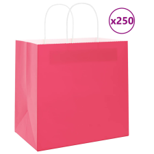 vidaXL 250 db rózsaszín kraft papírzacskók fogantyúkkal 26x17x25 cm ajándéktasak
