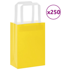 vidaXL 250 db sárga kraft papírzacskók fogantyúkkal 15x8x21 cm ajándéktasak