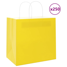 vidaXL 250 db sárga kraft papírzacskók fogantyúkkal 26x17x25 cm ajándéktasak