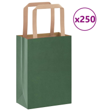 vidaXL 250 db zöld kraft papírzacskók fogantyúkkal 15x8x21 cm ajándéktasak