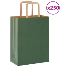 vidaXL 250 db zöld kraft papírzacskók fogantyúkkal 21x11x28 cm ajándéktasak