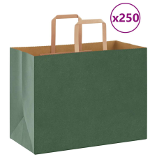 vidaXL 250 db zöld kraft papírzacskók fogantyúkkal 32x17x25 cm ajándéktasak