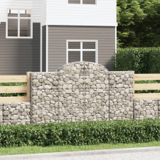 vidaXL 25 db íves horganyzott vas gabion kosár 200x30x120/140 cm kerti tárolás