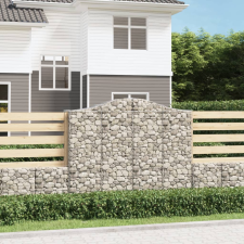 vidaXL 25 db íves horganyzott vas gabion kosár 200x50x160/180 cm kerti dekoráció