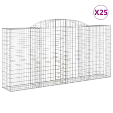 vidaXL 25 db íves horganyzott vas gabion kosár 300x50x140/160 cm (3146752) kerti tárolás