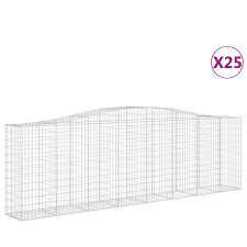 vidaXL 25 db íves horganyzott vas gabion kosár 400x50x120/140 cm (3145980) kerti tárolás