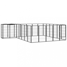 vidaXL 26-paneles fekete porszórt acél kutyakennel 50 x 100 cm szállítóbox, fekhely kutyáknak