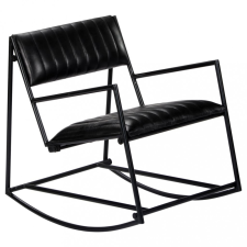 vidaXL 282905 Rocking Chair Black Real Leather bútor
