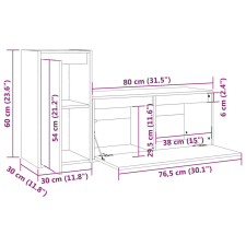 vidaXL 2 darab fehér tömör fenyőfa TV-szekrény bútor