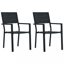 vidaXL 2 darab fekete fautánzatú HDPE kerti szék kerti bútor