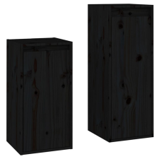 vidaXL 2 darab fekete tömör fenyőfa TV-szekrény (3100158) bútor