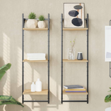 vidaXL 2 db 3 szintes sonoma-tölgyszínű falipolc rúddal 30x25x100 cm bútor