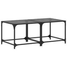 vidaXL 2 db acél dohányzóasztal fekete üveglappal 50 x 50 x 40 cm bútor