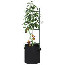 vidaXL 2 db acél és PP paradicsom ketrec növény zsákkal 116 cm kerti dekoráció