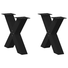 vidaXL 2 db acél fekete dohányzóasztal lábak X-alakú 60x(42-43) cm bútor