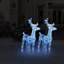 vidaXL 2 db akril karácsonyi rénszarvas 80 kék LED-del karácsonyi dekoráció