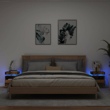 vidaXL 2 db antik fa színű éjjeliszekrény LED-fényekkel 40x39x48,5 cm bútor