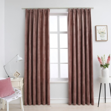 vidaXL 2 db antik rózsaszín sötétítőfüggöny kampókkal 140 x 175 cm redőny