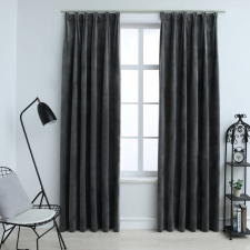 vidaXL 2 db antracitszürke bársony sötétítőfüggöny kampókkal 140x225 redőny