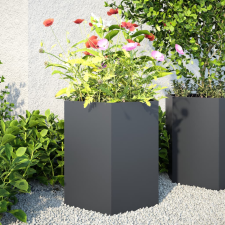 vidaXL 2 db antracitszürke hatszögű acél kerti növénytartó 46x40x45 cm kerti tárolás