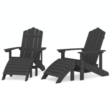 vidaXL 2 db antracitszürke HDPE kerti adirondack szék lábtartóval (3095697) kerti bútor