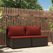 vidaXL 2 db barna polyrattan kerti középső kanapé párnával kerti bútor