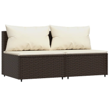vidaXL 2 db barna polyrattan kerti középső kanapé párnával (319754) kerti bútor