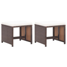 vidaXL 2 db barna polyrattan kerti ülőke párnával (46417) kerti bútor