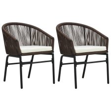 vidaXL 2 db barna PVC rattan kerti szék kerti bútor