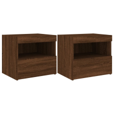 vidaXL 2 db barna tölgy színű éjjeliszekrény LED-ekkel 50x40x45 cm (836776) bútor