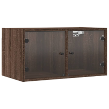 vidaXL 2 db barna tölgy színű faliszekrény üvegajtókkal 68,5x37x35 cm (836510) bútor