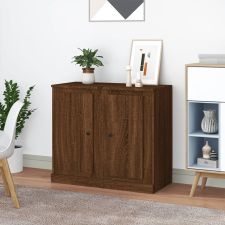 vidaXL 2 db barna tölgy színű szerelt fa tálalóasztal 37,5x35,5x67,5 bútor