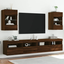vidaXL 2 db barna tölgyszínű fali TV-szekrény LED-del 40x30x60,5 cm bútor