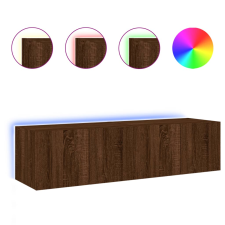 vidaXL 2 db barna tölgyszínű fali TV-szekrény LED-del 60x35x31 cm (837280) bútor