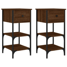vidaXL 2 db barna tölgyszínű szerelt fa éjjeliszekrény 34x36x70 cm (825982) bútor