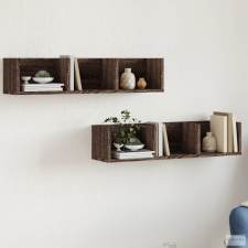 vidaXL 2 db barna tölgyszínű szerelt fa faliszekrény 75x18x16,5 cm bútor