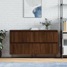 vidaXL 2 db barna tölgyszínű szerelt fa tálalószekrény bútor