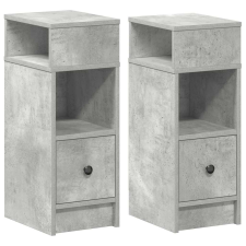vidaXL 2 db betonszürke éjjeliszekrény fiókkal 25 x 31 x 66 cm (858621) bútor