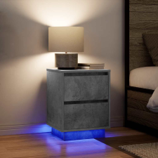 vidaXL 2 db betonszürke éjjeliszekrény LED-fényekkel 38x34x50 cm bútor