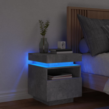 vidaXL 2 db betonszürke éjjeliszekrény LED-fényekkel 40x39x48,5 cm bútor