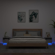 vidaXL 2 db betonszürke éjjeliszekrény LED-világítással 40x39x37 cm bútor