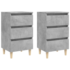 vidaXL 2 db betonszürke éjjeliszekrény tömör fa lábakkal 40x35x69 cm (805896) bútor
