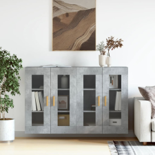 vidaXL 2 db betonszürke szerelt fa falra szerelhető szekrény bútor
